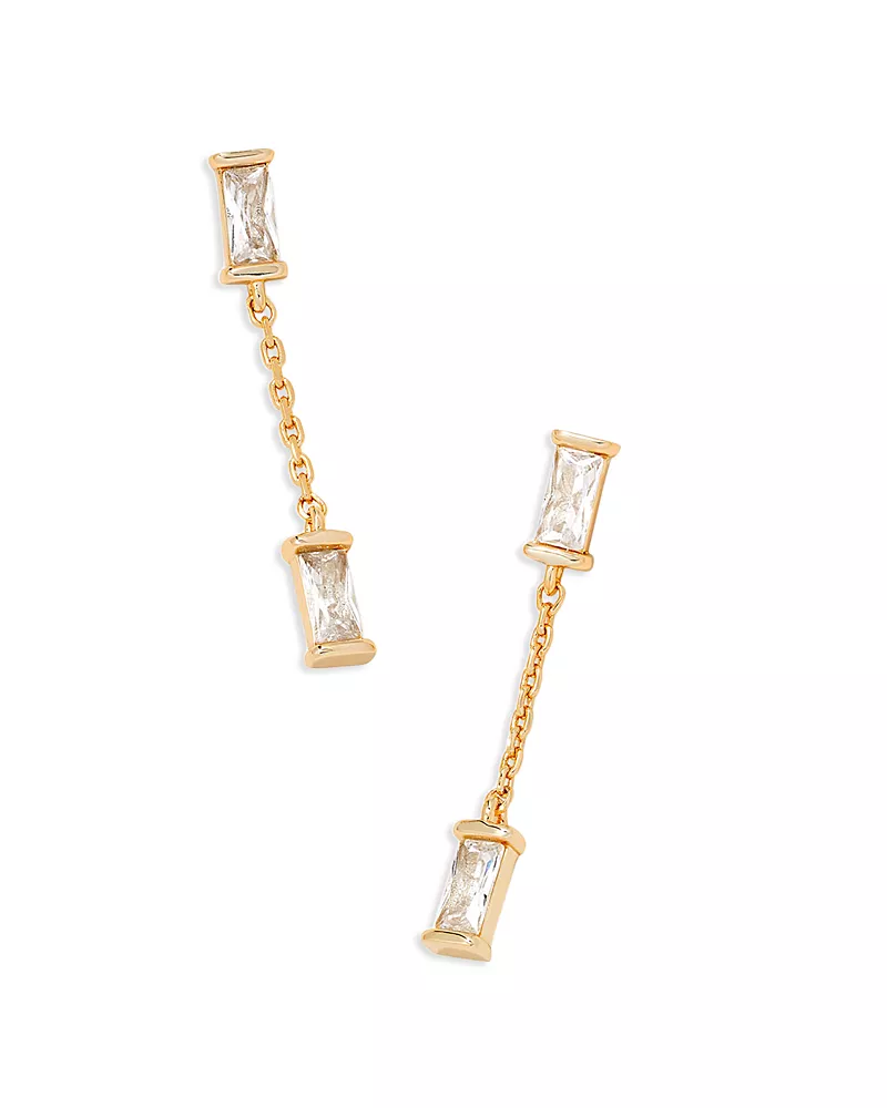 Kendra Scott Juliette Baguette Cubic Zirconia & Chain Drop Earrings in 14K Gold Plated