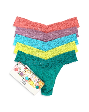 Hanky Panky Signature Original-rise Thongs, Set Of 5 In Ballet Pink/waterlily/true Blue/citrus Punch/vibrant Turquoise