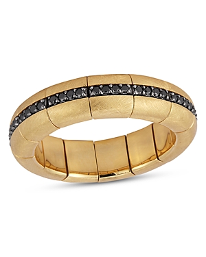 Shop Roberto Demeglio Men's Pura Gold Black Diamond & 18k Yellow Gold Stretch Ring In Black/gold