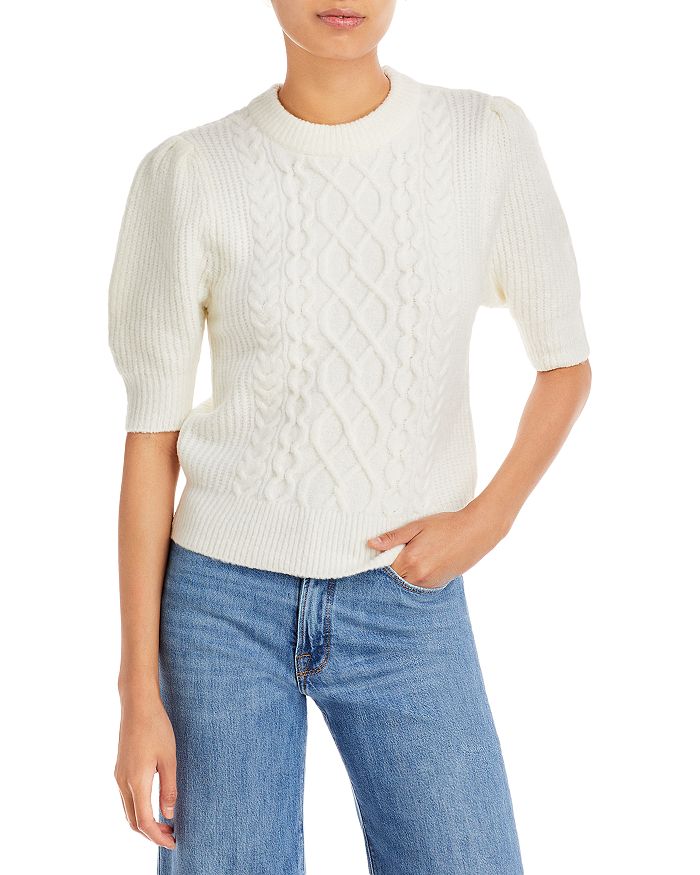 AQUA - Elbow Puff Sleeve Cable Knit Sweater - 100% Exclusive