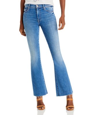 mother frayed flare jeans