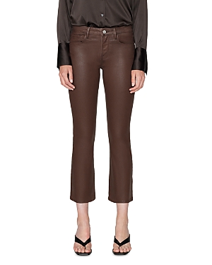 Frame Le Crop Mini Coated Bootcut Jeans In Dark Chocolate In Dark Chocolare