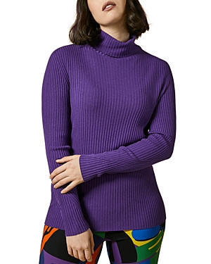 Marina Rinaldi Alto Ribbed Turtleneck Sweater In Purple