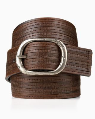 John Varvatos - Men's John Varvatos Star USA Strap with Stitched Leather Overlay Belt