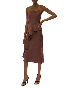 HELMUT LANG SATIN ASYMMETRIC PEPLUM TOP