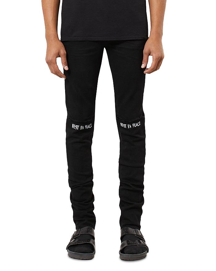 RTA Skinny Rip Print Slim Fit Jeans in Black