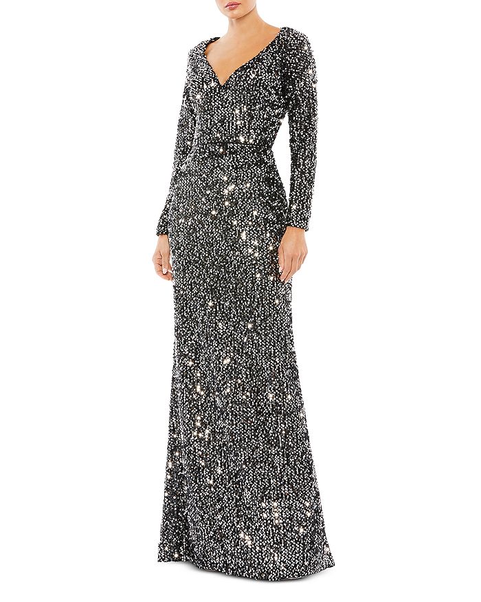 Mac Duggal Sequined V Neck Gown | Bloomingdale's