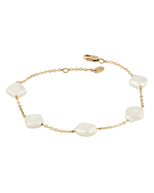 Bloomingdale's Cultured Freshwater Coin Multi Pearl Link Bracelet In 14k Yellow Gold - 100% Exclusive In Cream/gold