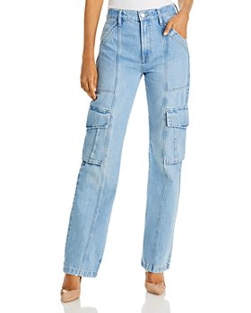FRAME - Cotton High Rise Straight Leg Utility Jeans in Acapella