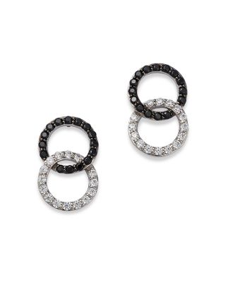 White & Black Diamond Double O Earrings in 14K White Gold, 0.50 tcw - 150th Anniversary Exclusive