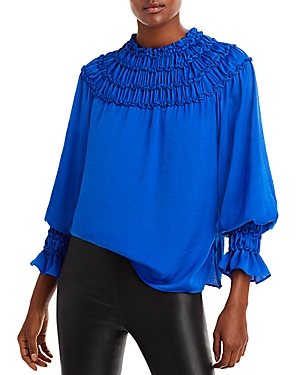 Kobi Halperin Marti Hammered Satin Blouse In Lapis