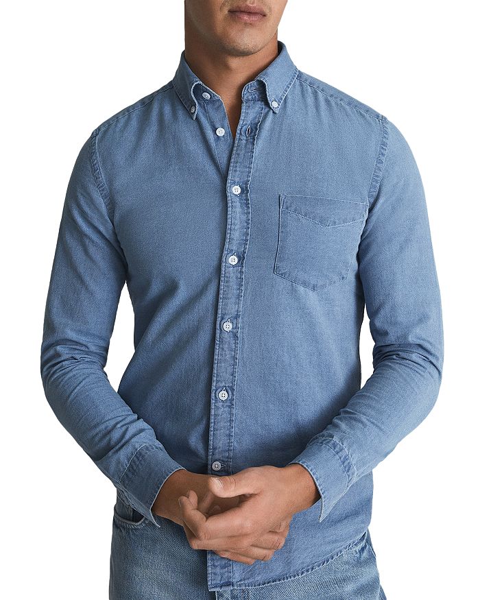 REISS Sark Long Sleeve Chambray Shirt | Bloomingdale's