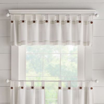 Elrene Home Fashions - Tucker Solid Button Window Kitchen Valance, 15" x 60"
