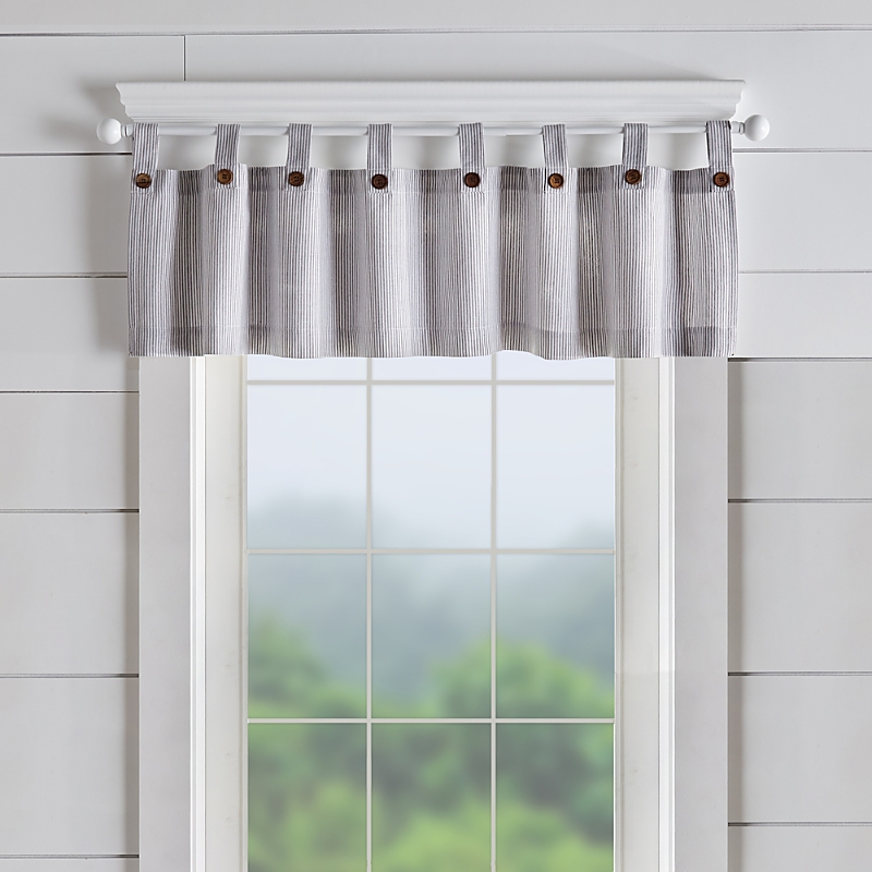Elrene Home Fashions Tucker Ticking Stripe Window Valance, 15 X 60 In Gray
