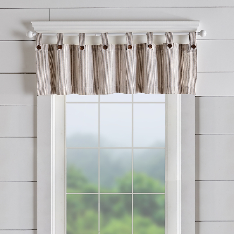 Elrene Home Fashions Tucker Ticking Stripe Window Valance, 15 X 60 In Linen