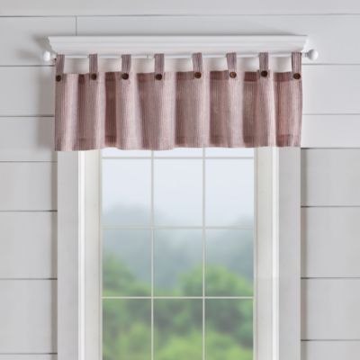 Elrene Home Fashions Tucker Ticking Stripe Window Valance, 15 X 60 In Red