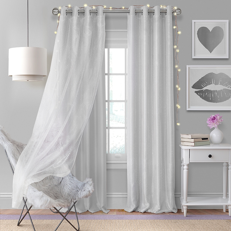 Elrene Home Fashions Aurora Kids Room Darkening Layered Sheer Curtain Panel, 52 x 108 Elrene Home Fashions Aurora Kids Room Darkening Layered Sheer Curtain Panel, 52 x 108