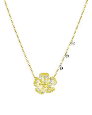 Meira T 14k White & Yellow Gold Diamond Flower Pendant Necklace, 18