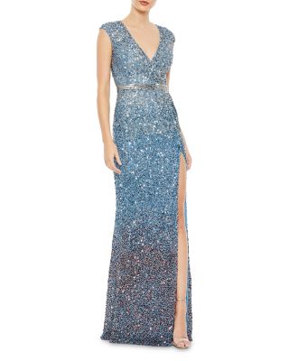 Cap Sleeve Sequin Gown