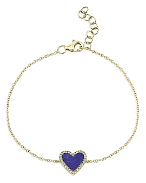 Moon & Meadow 14K Yellow Gold Lapis Lazuli & Diamond Heart Bracelet - 100% Exclusive