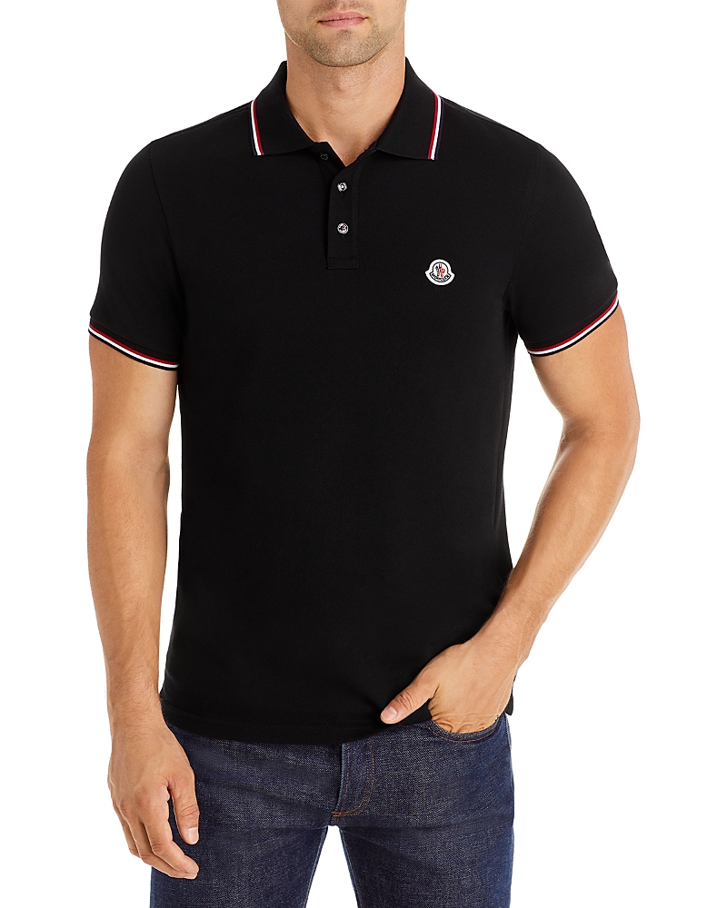 Moncler Cotton Polo Shirt With Logo In Black