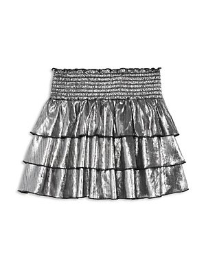 Katiejnyc Girls' Alison Ruffle Skirt - Big Kid In Metallic Black