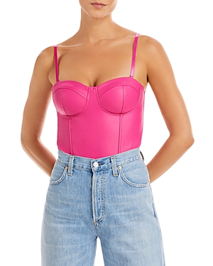 Aqua Faux Leather Bustier Bodysuit - 100% Exclusive In Pop Pink