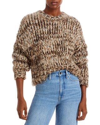 FRAME - Marled Knit Crewneck Cropped Sweater