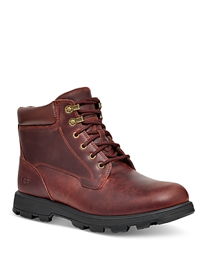 Shop Ugg Men's Stenton Waterproof Leather Boots In Chestnut