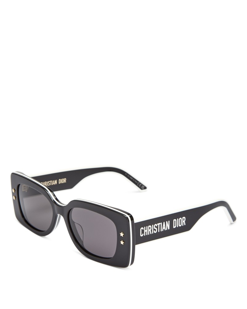 Dior DiorPacific S1U Rectangular Sunglasses, 53mm in Black/Gray Solid