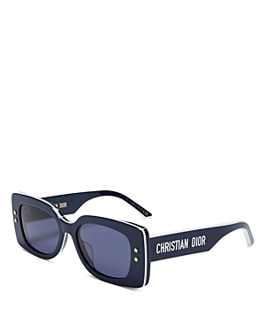 Dior Pacific S1u Rectangular Sunglasses, 53mm In Black/blue Solid