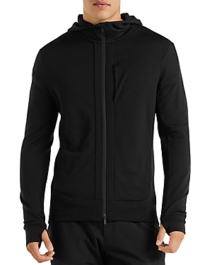 Icebreaker Quantum Iii Merino Wool Zip Hoodie In Black