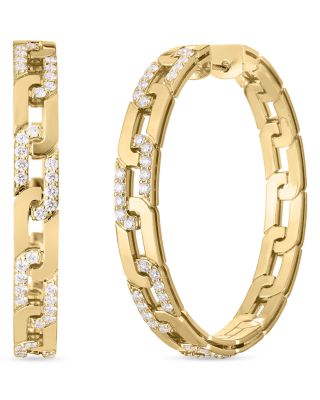 18K Yellow Gold Filled Square Simulated Diamond Hoop Earrings – Men's & Women's – Gift Pouch Included