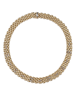 14K Yellow Gold & 14K White Gold Diamond Panther Collar Necklace, 18
