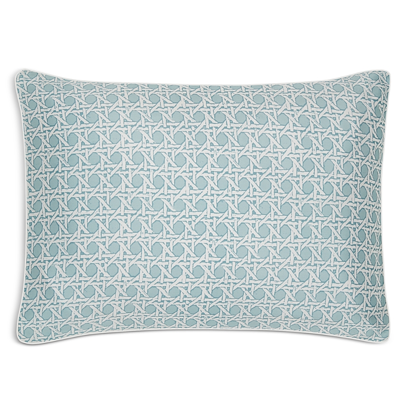 Gingerlily Silk Rattan Piped Boudoir Sham In Blue/ivory