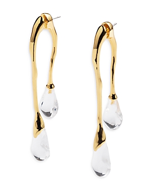 Shop Alexis Bittar Lucite Front Back Double Drop Earrings In Gold/clear