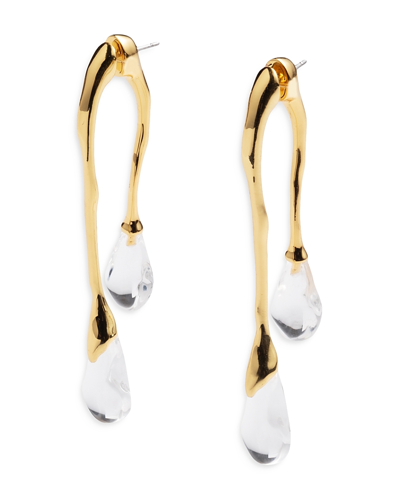 Alexis Bittar Lucite Front Back Double Drop Earrings In Gold/clear