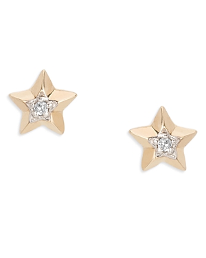 Adina Reyter 14k Yellow Gold Night Sky Diamond 3d Star Post Earrings