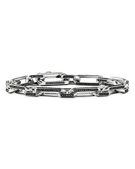 David Yurman - Men's Sterling Silver Linked Chain Black Diamond Bracelet