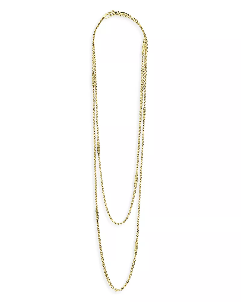 Lagos 18K Gold Superfine Caviar Station Chain Necklace, 32