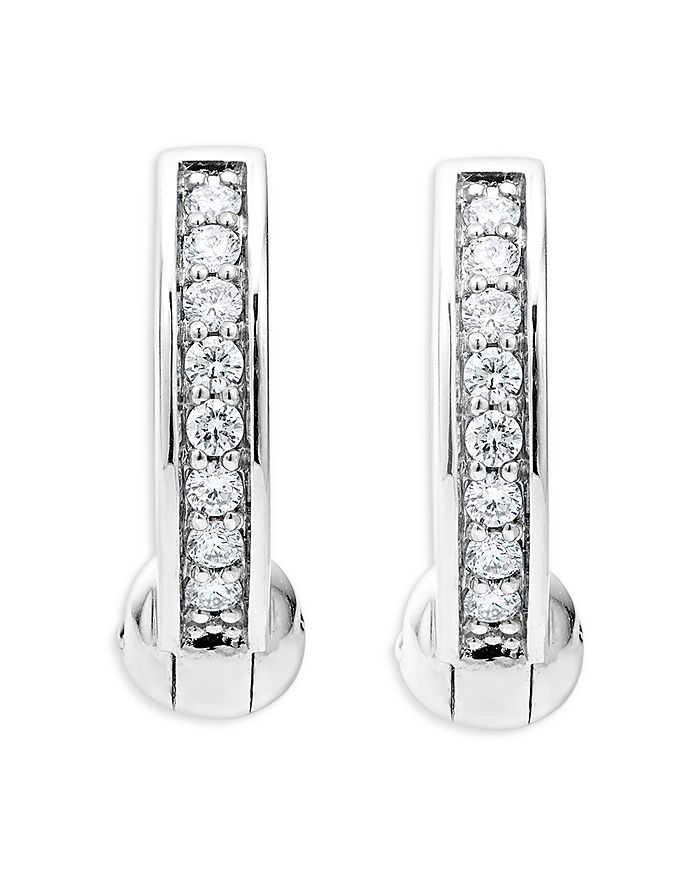 LAGOS - Sterling Silver Caviar Spark Diamond Huggie Hoop Earrings