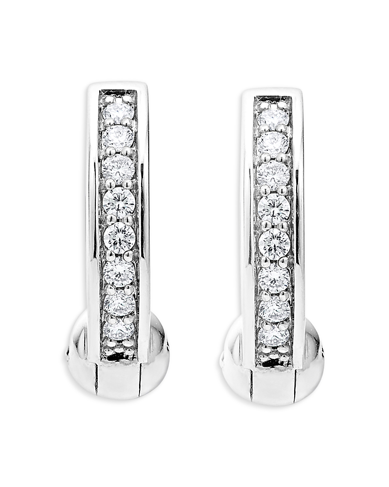 Lagos Sterling Silver Caviar Spark Diamond Huggie Hoop Earrings In Silver