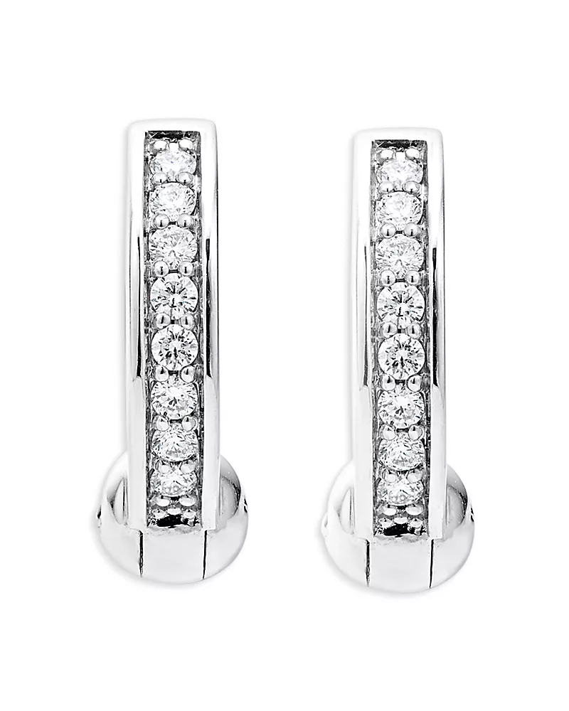 Lagos Sterling Silver Caviar Spark Diamond Huggie Hoop Earrings
