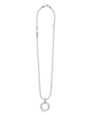 Sterling Silver Caviar Spark Diamond Circle Bead Chain Pendant Necklace, 16-18"