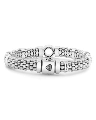 Sterling Silver Caviar Spark Diamond Circle Bead Link Bracelet