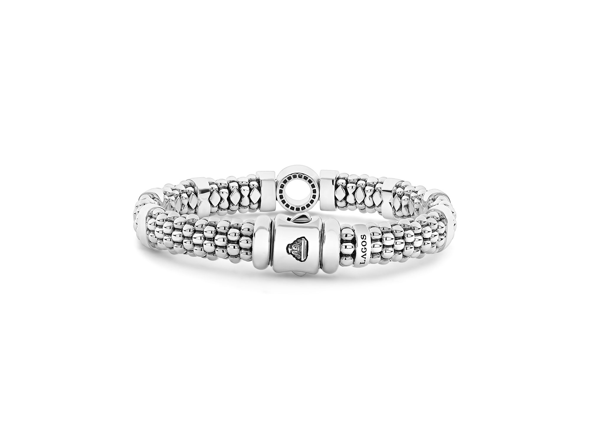 Sterling Caviar Spark Diamond Circle Bead Link Bracelet — Image 4