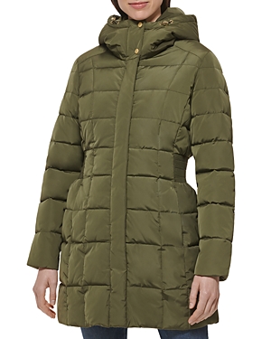 Cole Haan Zip-front Puffer Coat In Dusty Olive