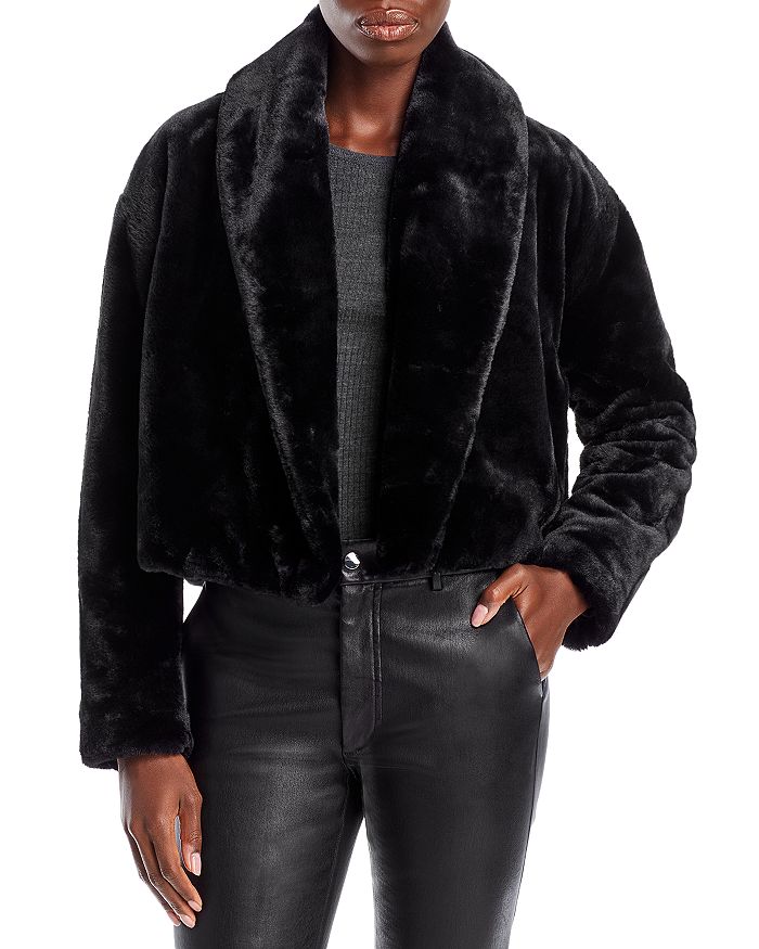 Jackets & Coats, Petite Faux Fur Rever Collar Short Coat