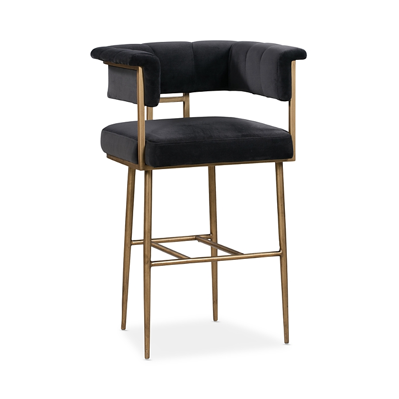 Tov Furniture Astrid Grey Velvet Bar Stool In Black
