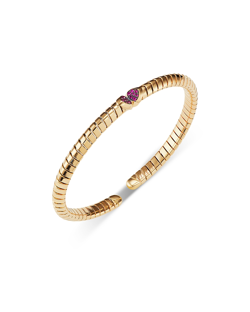Marina B 18k Yellow Gold Trisolina Ruby Bangle Bracelet In Red/gold